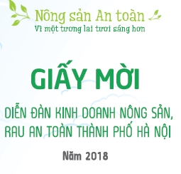 Mời tham dự Diễn đàn kinh doanh nông sản, rau an toàn thành phố Hà Nội năm 2018